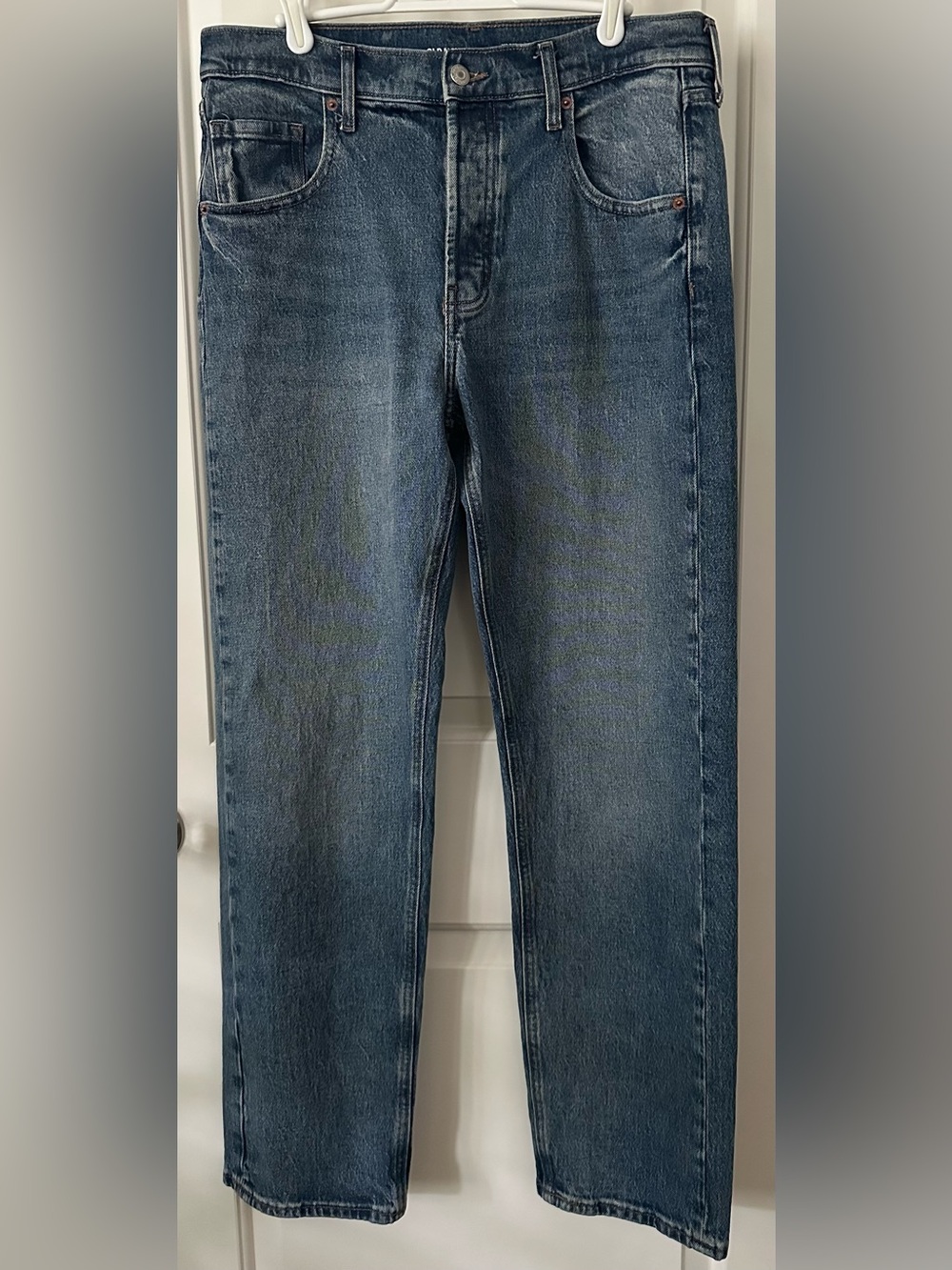 Old Navy The Slouchy Straight Leg Jeans Women’s 8 Medium Wash Button Fly
